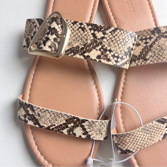 Old Navy Women's Double Strap Buckle Flat  Sandals Snake Skin Print Sz 10 - Picture 6 of 12